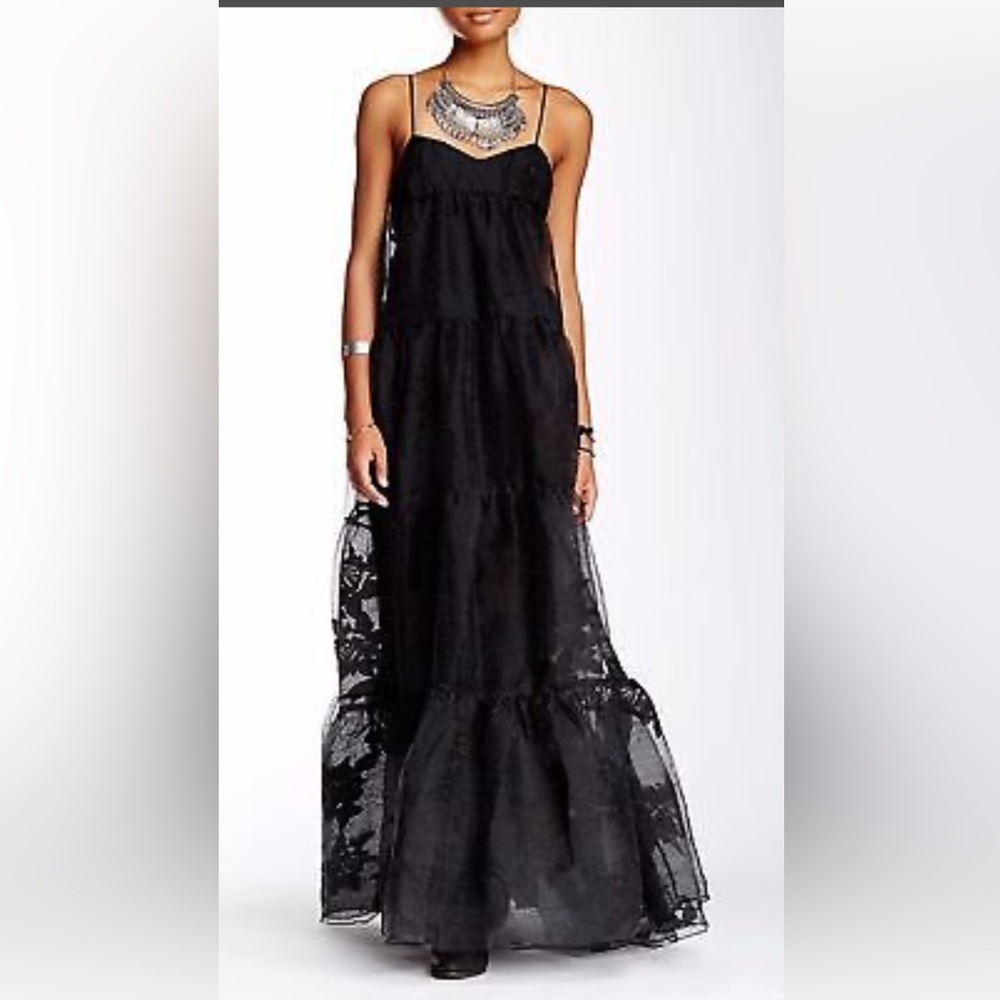 Free People Black Rose Maxi Tiered sold out dress size 6